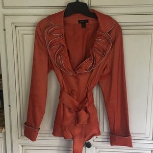 Jerry T Shimmer Orange Jacket/detailed zipper Sz S